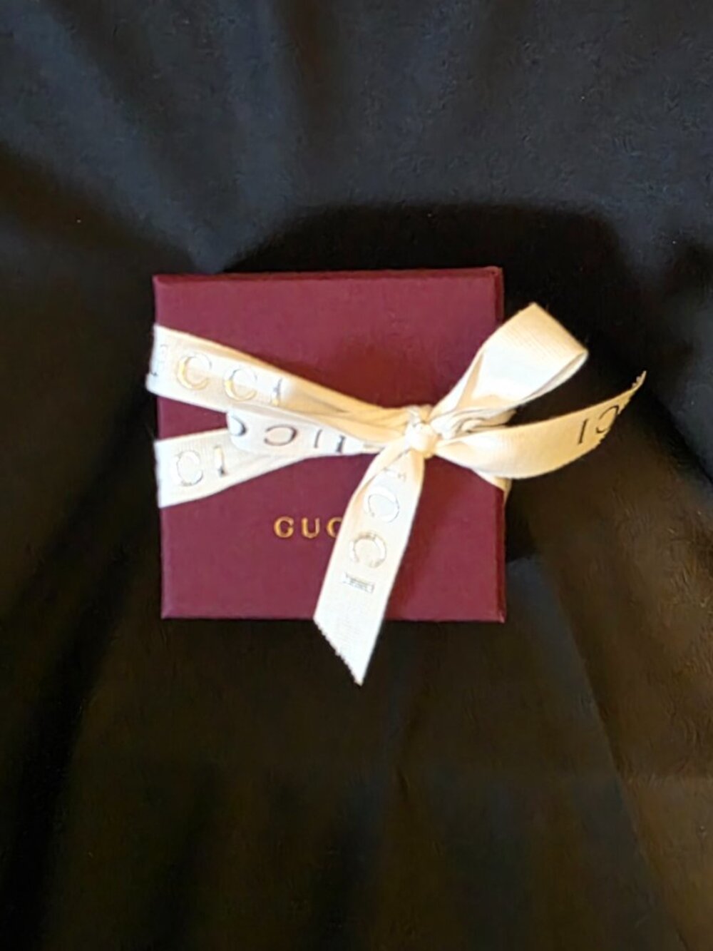 Gucci Maroon Textured Gift Box with Logo Ribbon